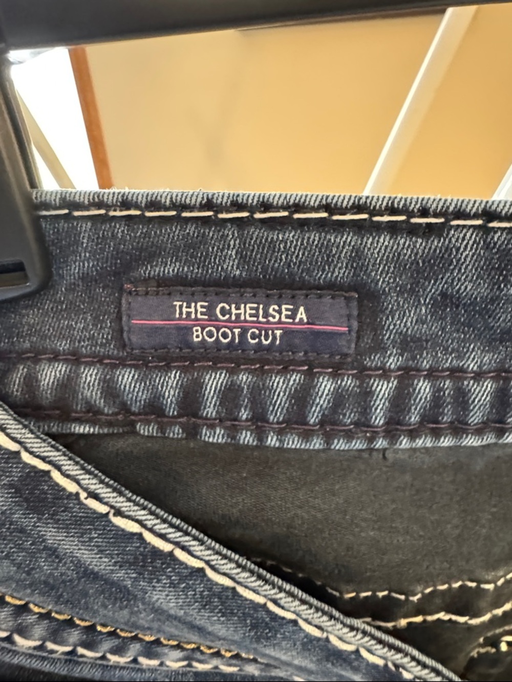 Vigoss Chelsea Bootcut Dark Blue Denim Jeans with White Stitching - Picture 3 of 7